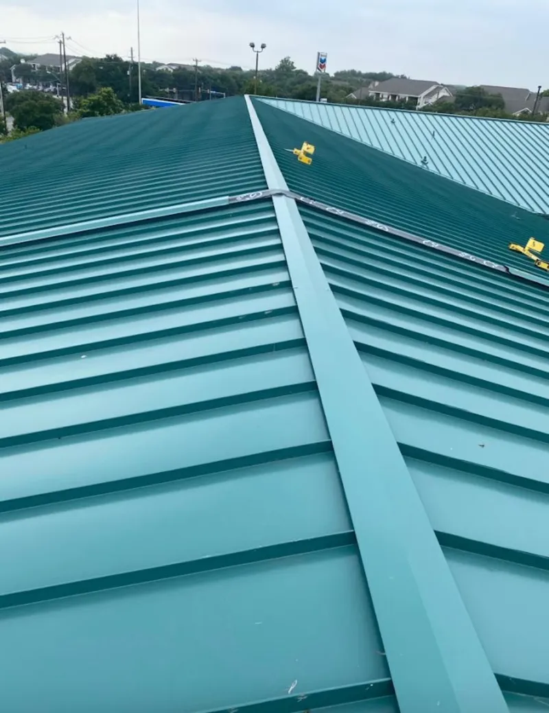 Green commercial metal roof ridge and valley for Metal Roof Repair in Bensville